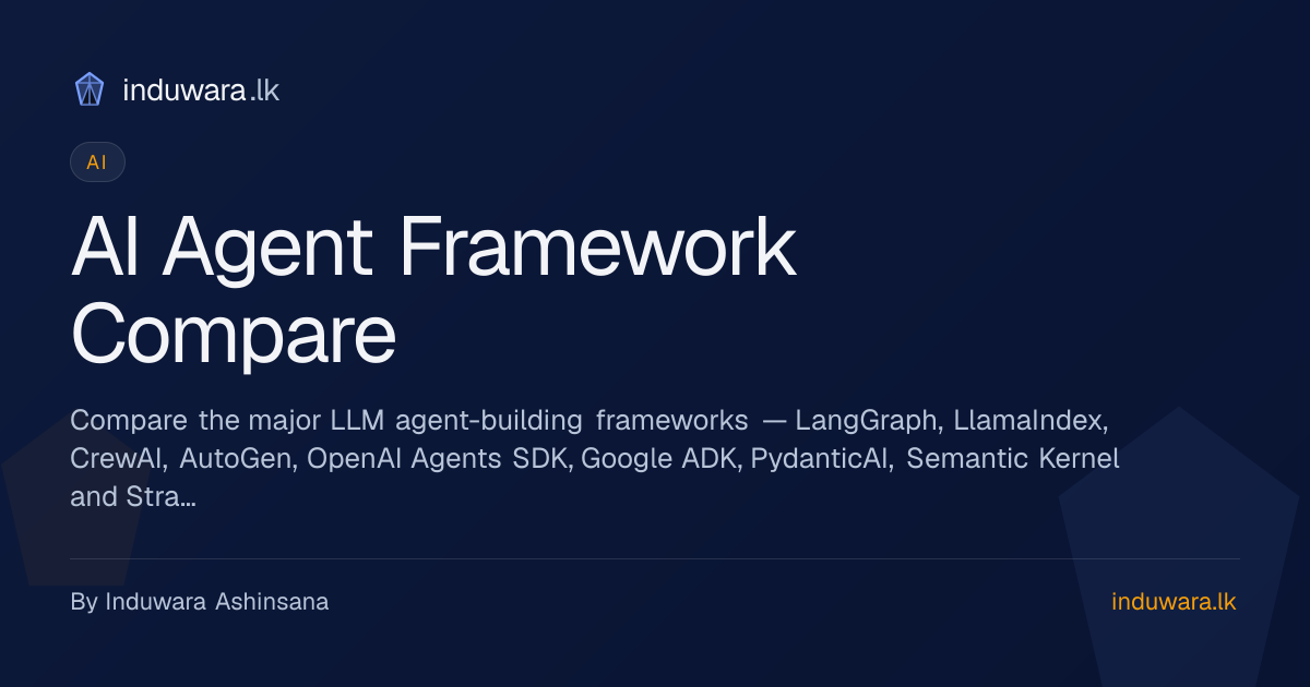 AI Agent Framework Comparison (LangGraph vs CrewAI & more) | induwara.lk
