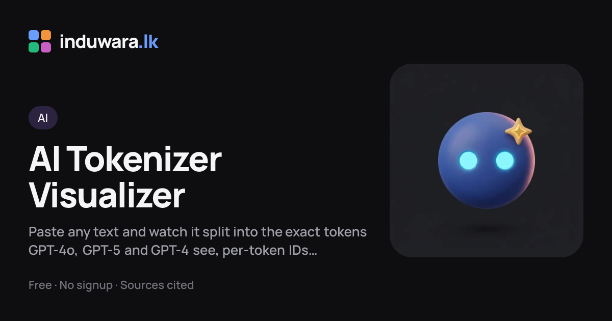AI Tokenizer Visualizer — See How Text Becomes Tokens | induwara.lk