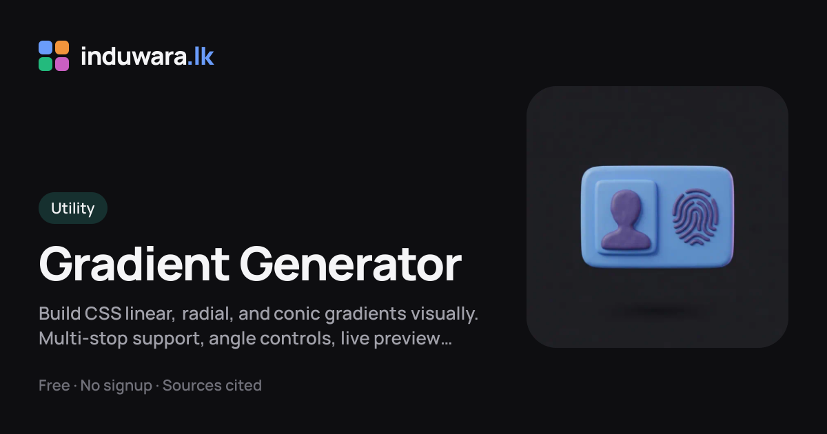 CSS Gradient Generator — Linear, Radial & Conic | induwara.lk