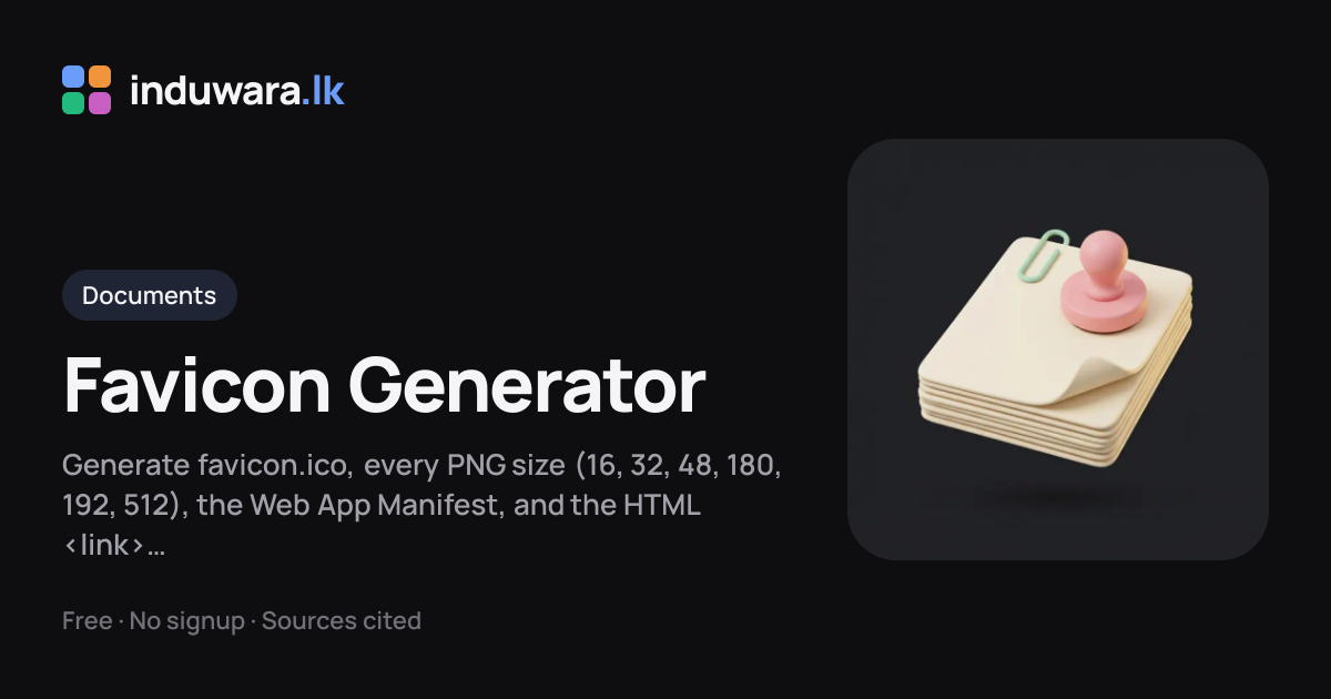 Favicon Generator — free, no signup, runs in your browser | induwara.lk