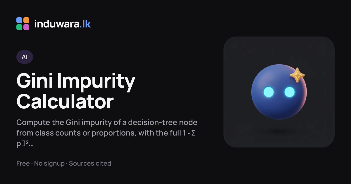 Gini Impurity Calculator (Decision Tree, scikit-learn) | induwara.lk