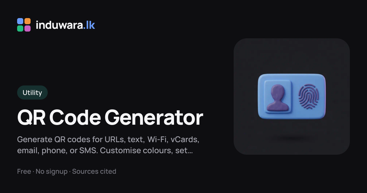 QR Code Generator — free, no signup, runs in your browser | induwara.lk