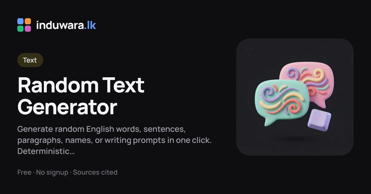 Random Text Generator — words, sentences, names & prompts | induwara.lk