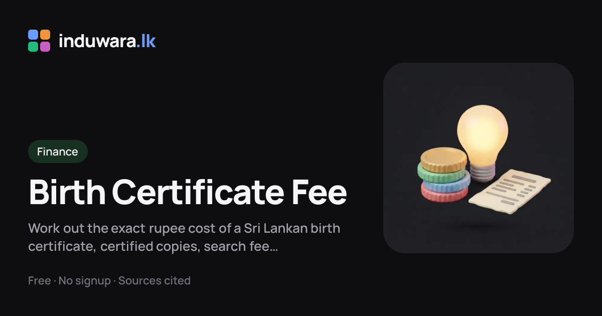 Sri Lanka Birth Certificate Fee Calculator (RGD 2026) | induwara.lk