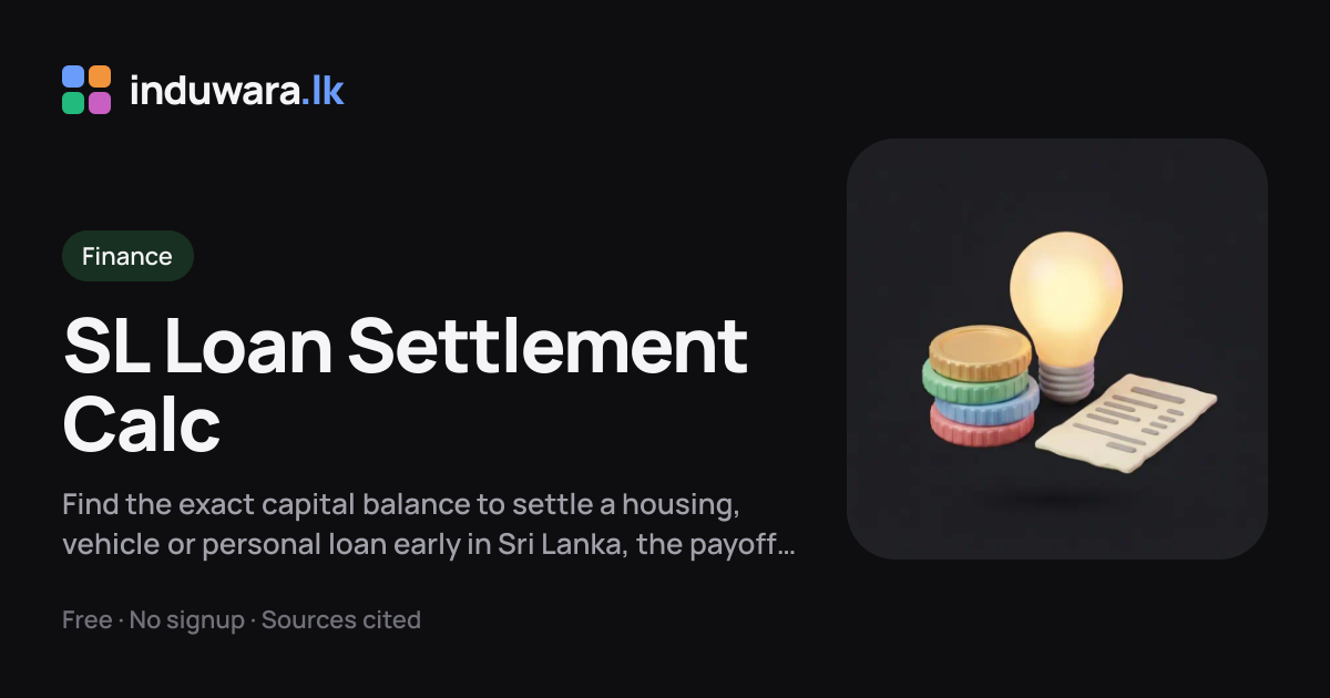 Sri Lanka Loan Early Settlement Calculator | induwara.lk