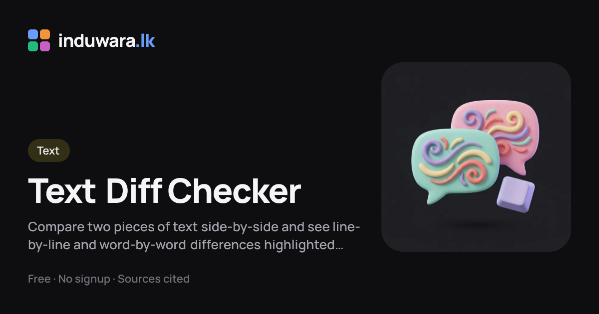 Text Diff Checker — compare two pieces of text, free online | induwara.lk