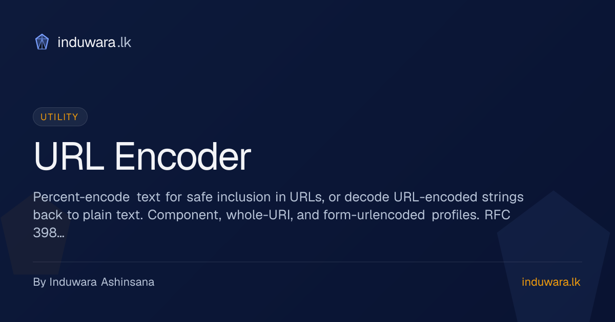 URL Encoder & Decoder — Percent-encode for URIs, UTF-8 safe | induwara.lk