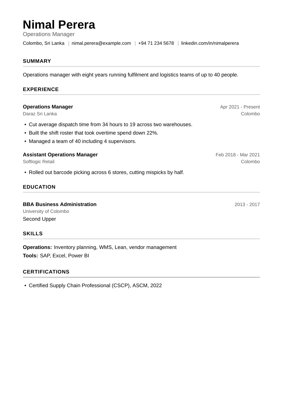 Preview of the Clarity CV template